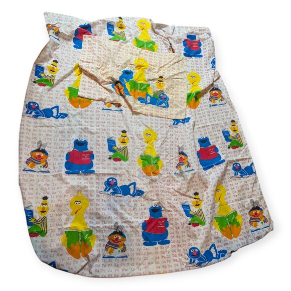 Vintage Marlborough Sesame Street No Iron Alphabet Flat Sheet and Pillow Case - Picture 1 of 5